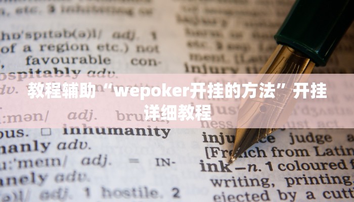 教程辅助“wepoker开挂的方法”开挂详细教程