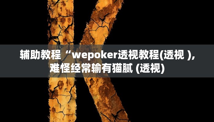 辅助教程“wepoker透视教程(透视 ),难怪经常输有猫腻 (透视) 辅助教程“wepoker透视教程(透视 ),难怪经常输有猫腻 (透视)
