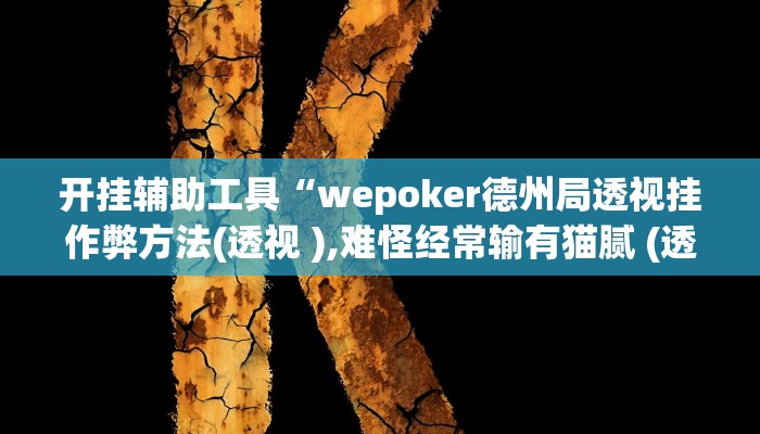 开挂辅助工具“wepoker德州透视作弊挂教程,难怪经常输&原来有猫腻
