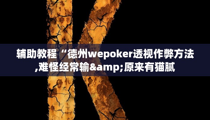 辅助教程“德州wepoker透视作弊方法,难怪经常输&原来有猫腻