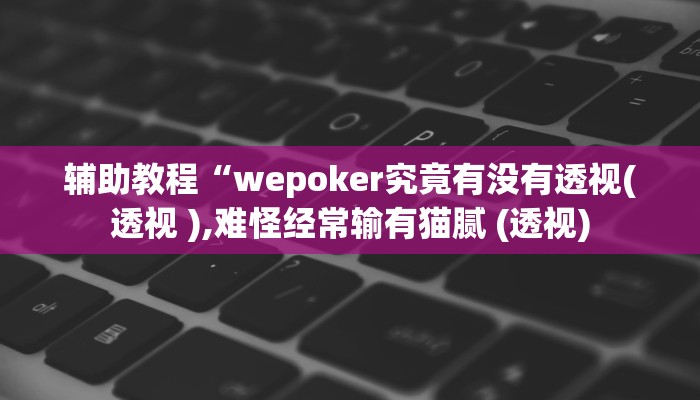玩家辅助神器:“wepoker能不能透视”开挂详细教程
