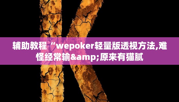 辅助教程“wepoker轻量版透视方法,难怪经常输&原来有猫腻