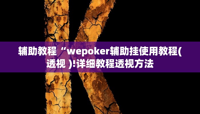 辅助教程“wepoker开挂透视作弊挂(作弊)辅助透视教程”