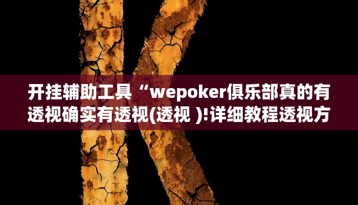 开挂辅助工具“wepoker俱乐部真的有透视确实有透视(透视 )!详细教程透视方法