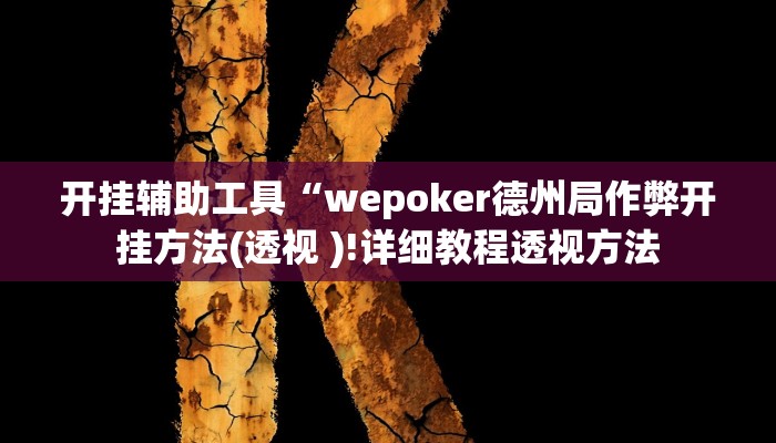 开挂辅助工具“wepoker德州局作弊开挂方法(透视 )!详细教程透视方法