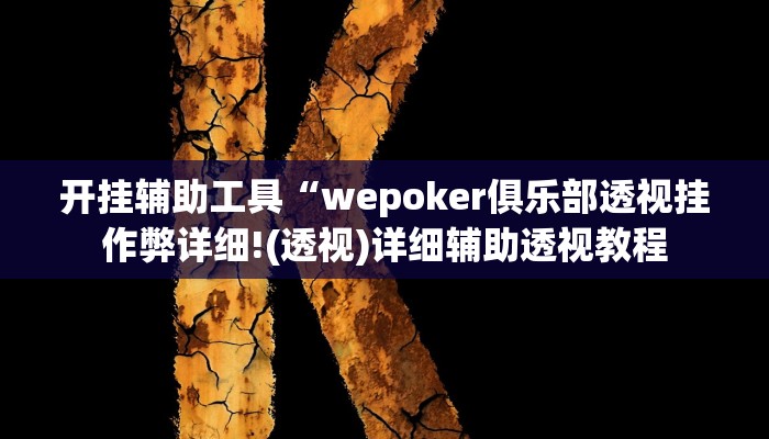开挂辅助工具“德州局wepoker作弊挂!(透视)详细辅助透视教程