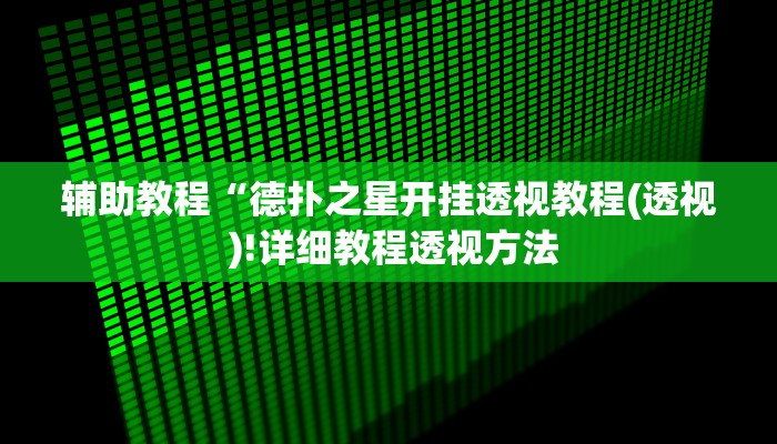辅助教程“德扑之星开挂透视教程(透视 )!详细教程透视方法