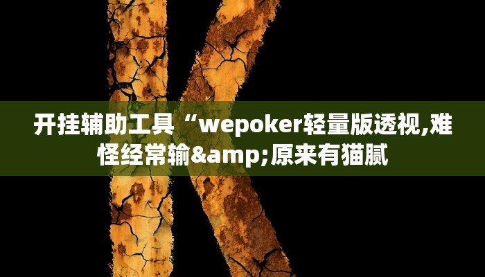 开挂辅助工具“wepoker轻量版透视,难怪经常输&原来有猫腻 开挂辅助工具“wepoker轻量版透视,难怪经常输&原来有猫腻