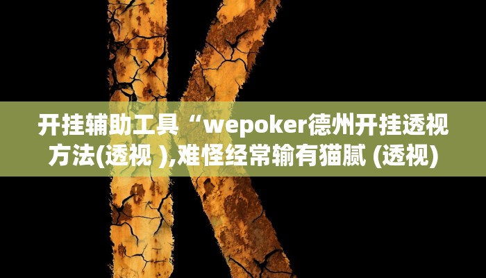 开挂辅助工具“wepoker透视挂方法!(透视)详细辅助透视教程