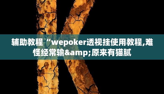 辅助教程“wepoker透视挂使用教程,难怪经常输&原来有猫腻