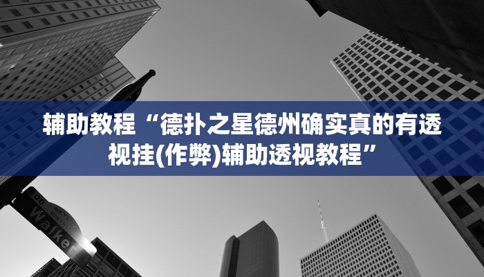 辅助教程“德扑之星德州确实真的有透视挂(作弊)辅助透视教程”
