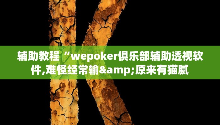 辅助教程“wepoker俱乐部辅助透视软件,难怪经常输&原来有猫腻