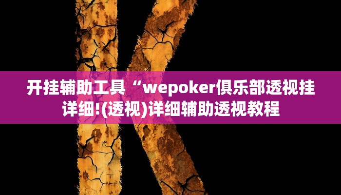 开挂辅助工具“wepoKer私人局有挂吗(作弊)辅助透视教程”