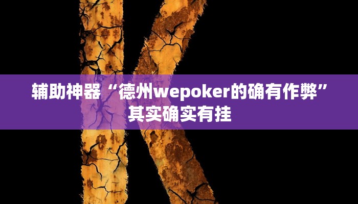 辅助神器“德州wepoker的确有作弊”其实确实有挂