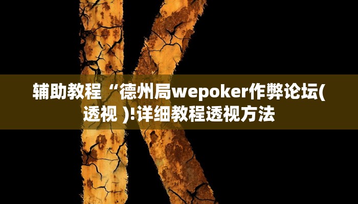 辅助教程“德州局wepoker作弊论坛(透视 )!详细教程透视方法