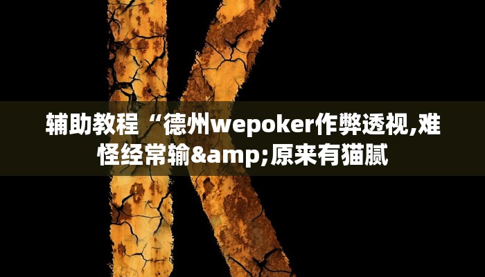 教程辅助“德州局(wepoker)作弊论坛”其实确实有挂