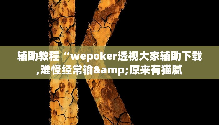 辅助教程“wepoker透视大家辅助下载,难怪经常输&原来有猫腻