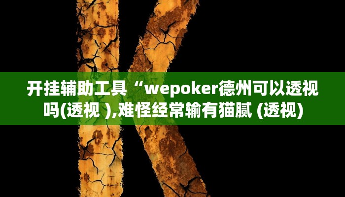 开挂辅助工具“wepoker德州可以透视吗(透视 ),难怪经常输有猫腻 (透视)