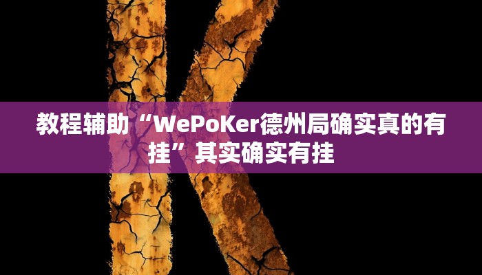 教程辅助“WePoKer德州局确实真的有挂”其实确实有挂