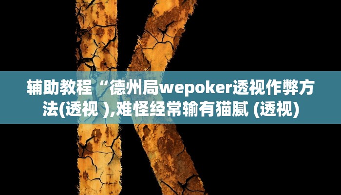 辅助教程“德州局wepoker透视作弊方法(透视 ),难怪经常输有猫腻 (透视)