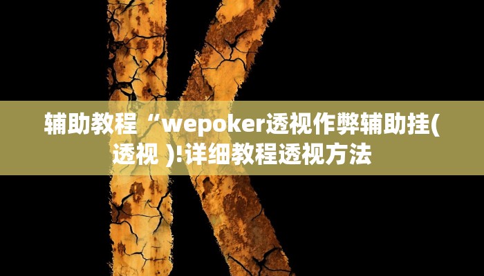 辅助教程“wepoker透视作弊辅助挂(透视 )!详细教程透视方法