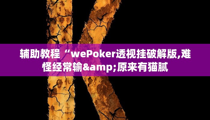 辅助教程“wePoker透视挂破解版,难怪经常输&原来有猫腻