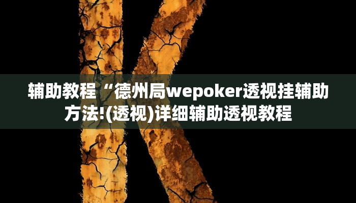 辅助教程“德州局wepoker透视挂辅助方法!(透视)详细辅助透视教程