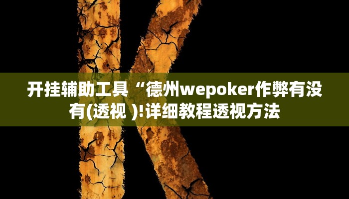 开挂辅助工具“德州wepoker作弊有没有(透视 )!详细教程透视方法