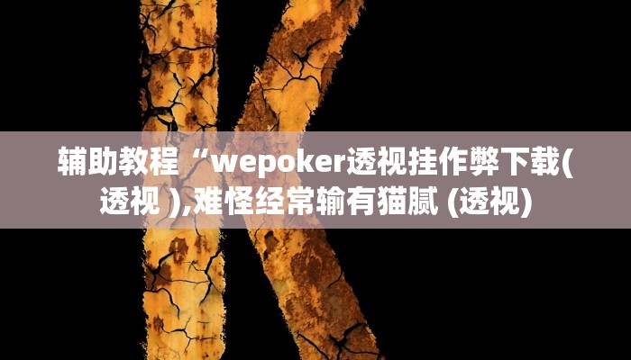辅助教程“wepoker透视挂作弊下载(透视 ),难怪经常输有猫腻 (透视)