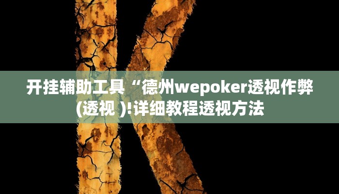 开挂辅助工具“德州wepoker透视作弊(透视 )!详细教程透视方法