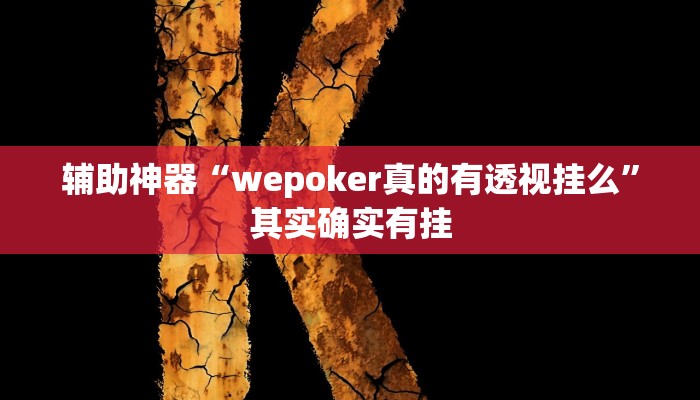 辅助神器“wepoker真的有透视挂么”其实确实有挂