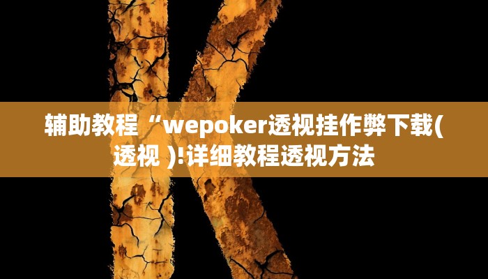 辅助教程“wepoker透视挂作弊下载(透视 )!详细教程透视方法