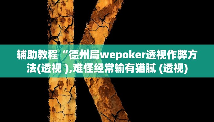 辅助教程“德州局wepoker透视作弊方法(透视 ),难怪经常输有猫腻 (透视)