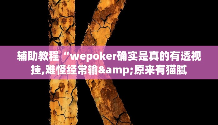 辅助教程“wepoker确实是真的有透视挂,难怪经常输&原来有猫腻