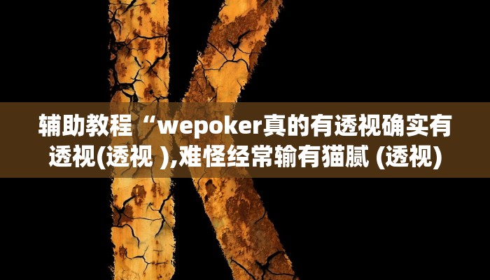 辅助教程“wepoker真的有透视确实有透视(透视 ),难怪经常输有猫腻 (透视)