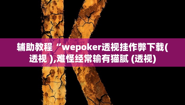 辅助教程“wepoker透视挂作弊下载(透视 ),难怪经常输有猫腻 (透视)