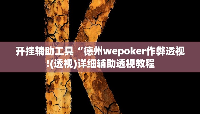 开挂辅助工具“德州wepoker作弊透视!(透视)详细辅助透视教程