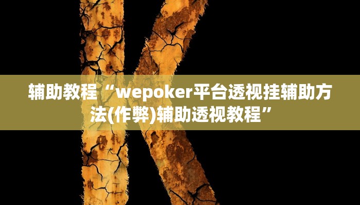 辅助教程“wepoker平台透视挂辅助方法(作弊)辅助透视教程”