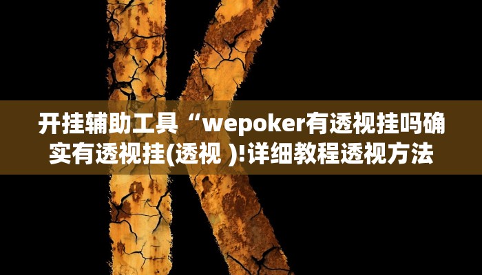 开挂辅助工具“wepoker有透视挂吗确实有透视挂(透视 )!详细教程透视方法