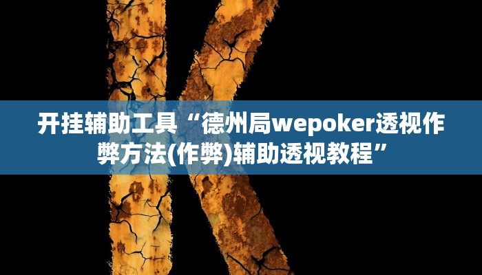 开挂辅助工具“德州局wepoker透视作弊方法(作弊)辅助透视教程”