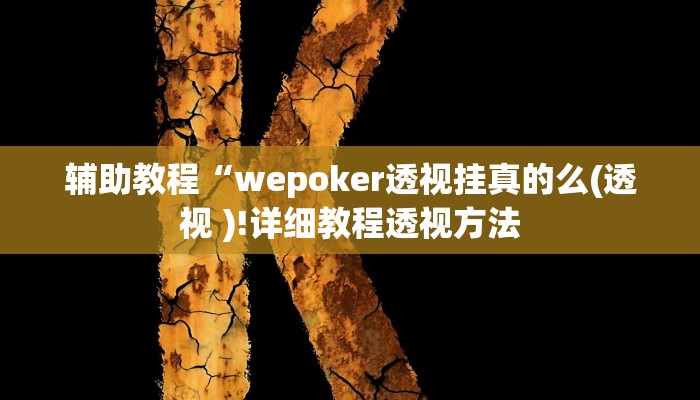 辅助教程“wepoker透视挂真的么(透视 )!详细教程透视方法