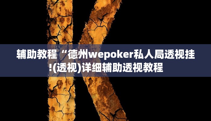辅助教程“德州wepoker私人局透视挂!(透视)详细辅助透视教程