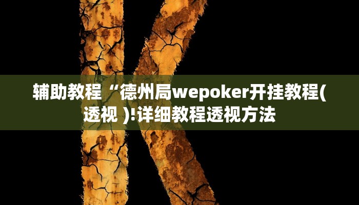 辅助教程“德州局wepoker开挂教程(透视 )!详细教程透视方法