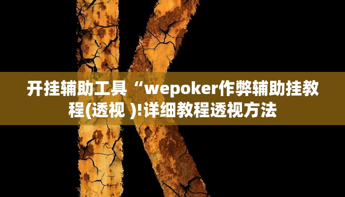 开挂辅助工具“wepoker透视辅助挂!(透视)详细辅助透视教程