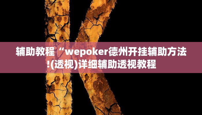 辅助教程“wepoker德州开挂辅助方法!(透视)详细辅助透视教程