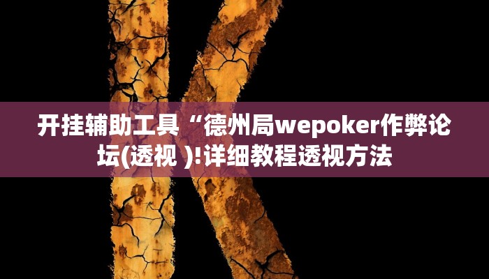 开挂辅助工具“德州局wepoker作弊论坛(透视 )!详细教程透视方法