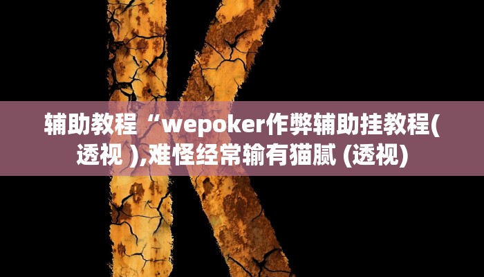 辅助教程“wepoker作弊辅助挂教程(透视 ),难怪经常输有猫腻 (透视)