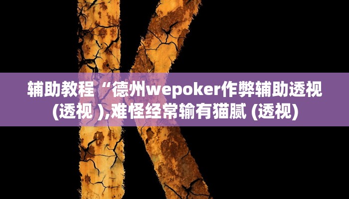 辅助教程“德州wepoker作弊辅助透视(透视 ),难怪经常输有猫腻 (透视)
