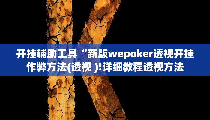 玩家辅助神器:“wepoker德州作弊挂透视”开挂详细教程