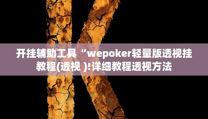 开挂辅助工具“wepoker轻量版透视挂教程(透视 )!详细教程透视方法